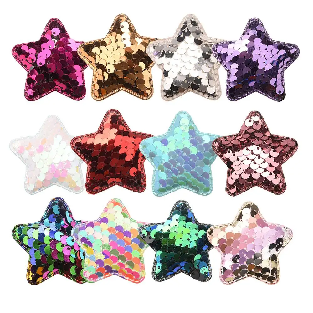 

500PCS 5cm Sequin Star Cute Hair Accessories for girls Hairclip Hair Bows DIY Supplies Cake Insert for Headband Center Wholesale