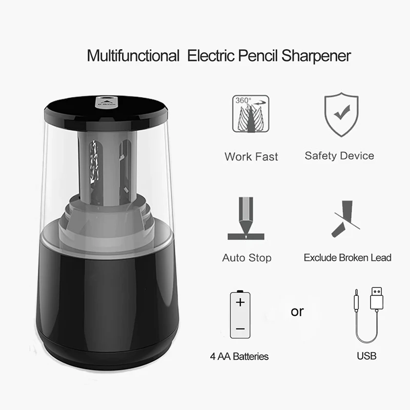 Tenwin-자동 전기 연필 깎이, 헤비 듀티 usb 기계, 어린이, 소녀용, 학교 문구, 사무실 및 문구
