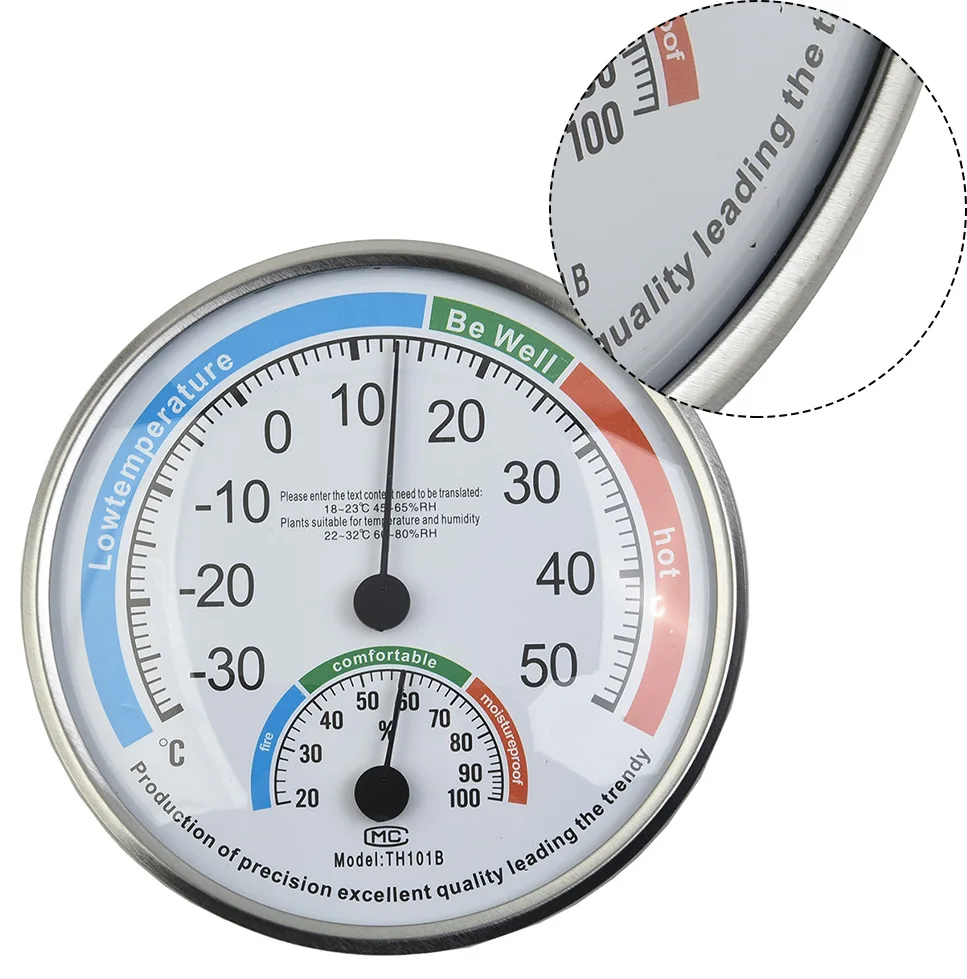

Hygrometer Thermometer Classroom Garden White Diameter 13cm Range: -30-50 ° Range: 20-100% Thermometer Monitoring