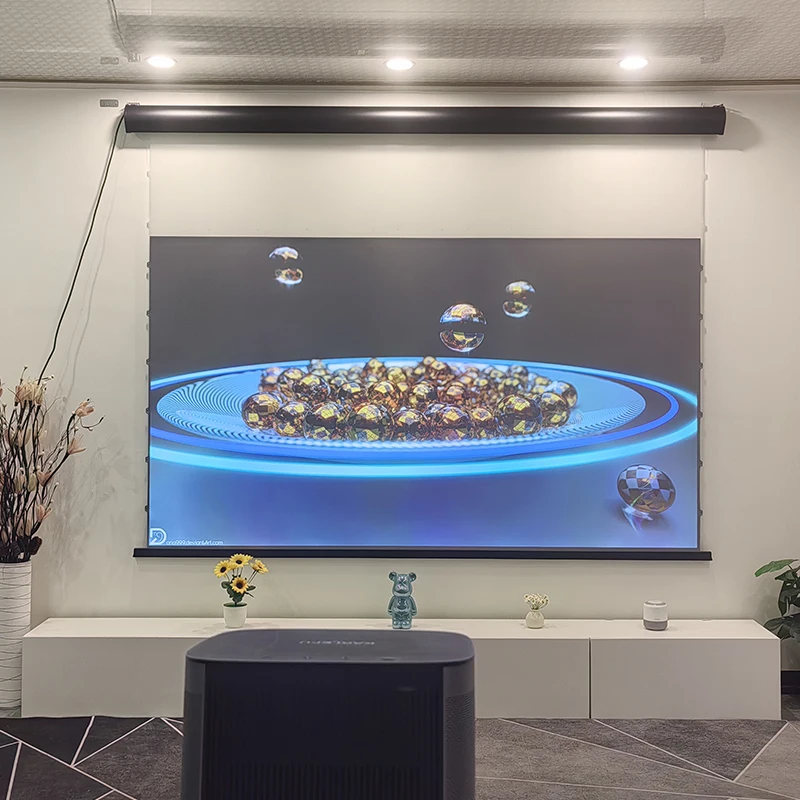 Schermo per proiettore elettrico motorizzato Fresnel 5.0 Pro ALR con supporto a parete galleggiante Proiezione 16:9 da 100 pollici per proiettore normale 4K - immagine 4