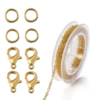 Chaîne à maillons en alliage de 3 mètres, avec anneaux de saut, fermoirs à homard, chaînes de collier pour bricolage, fabrication de bijoux, accessoires de colliers 4