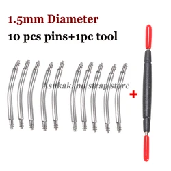 Stainless Steel Curved Spring Bars for Watch Straps - Set of 10 (1.5mm - 10PCS)