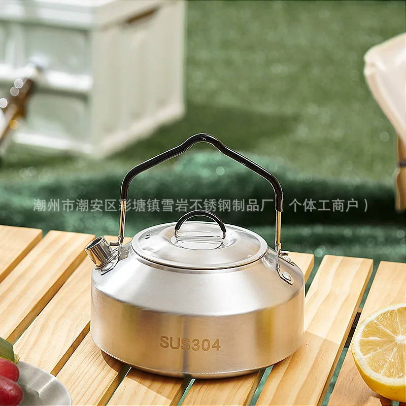 Outdoor 304 Stainless Steel Large Capacity Teapot Coffee Pot Kettle Gas Cooking Equipment Camping Supplies Kitchen Utensils
