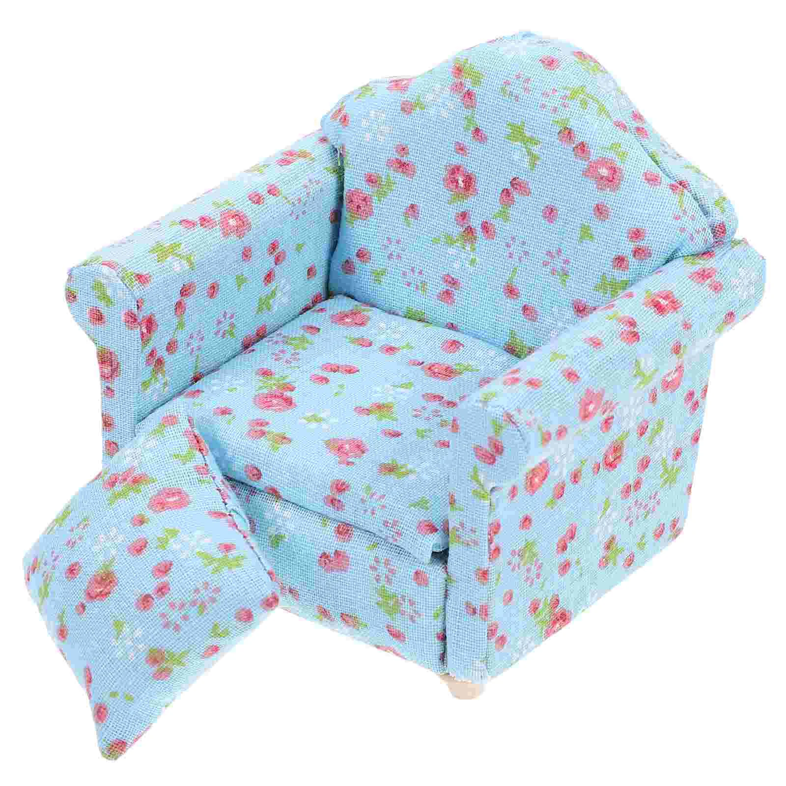 House Cloth Sofa Miniature Fabric Floral Sofa Mini Furniture Model Prop
