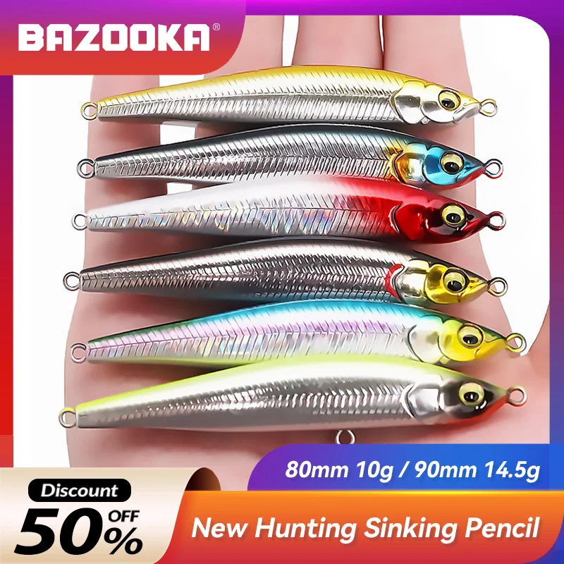 Bazooka Matita Affondante Lenta Black Minnow Fishing Lure Hard Bait Popper Carkbait Swimbaits Wobblers Carp Jig Bass Pike Ice Winter