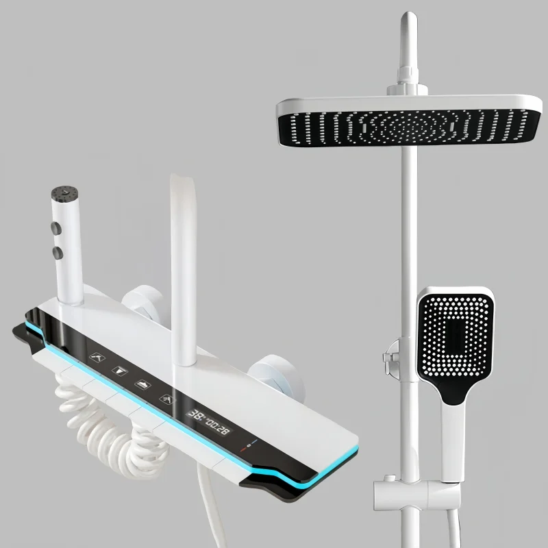 Ensemble de robinets de douche de salle de bains haut de gamme, affichage numérique de la température avec douche légère, robinets mélangeurs de douche chaude et froide, livraison depuis l'ue