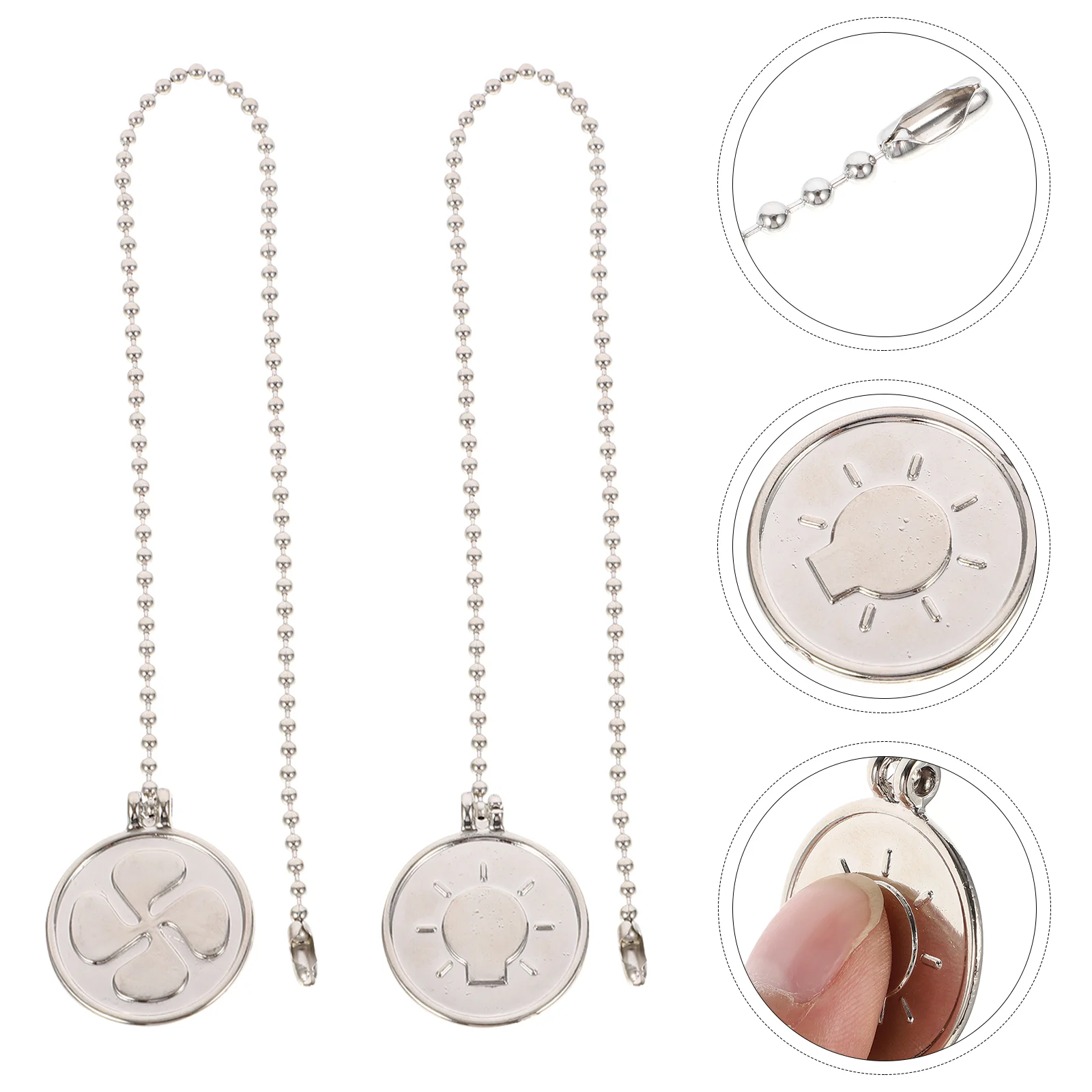 

2 Pcs Ceiling Fan Lighting Zipper Chain Lamp Pull for Extender Extension Metal Hanging