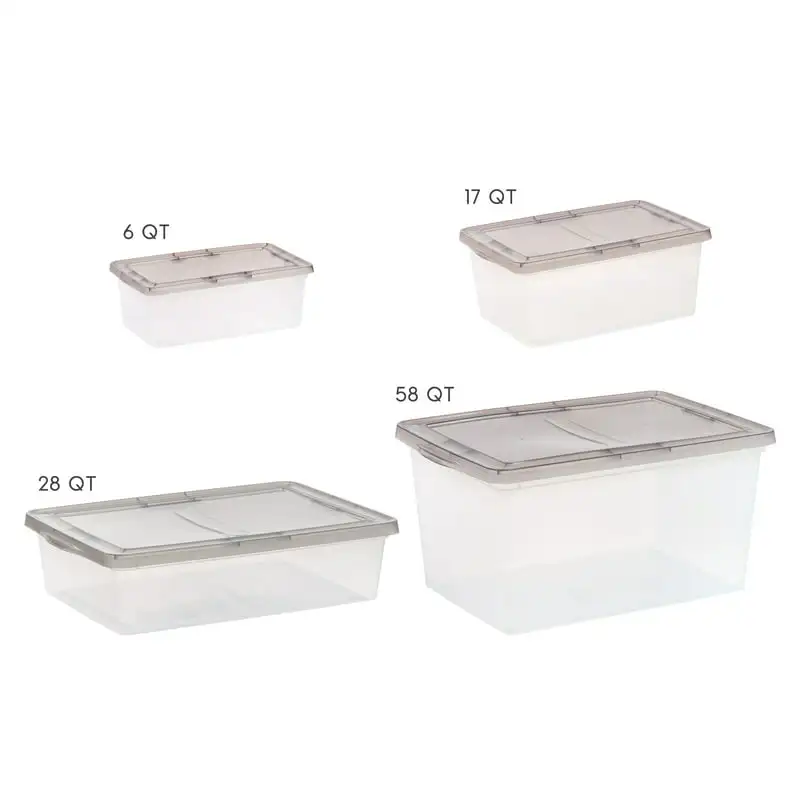 Sterilite 28 Qt Clear Stackable Under Bed Organizer Storage Container, (10  Pack)