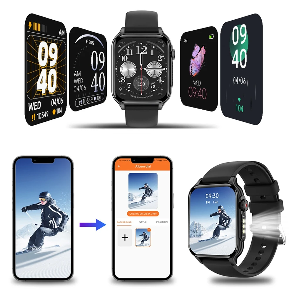 Ultra Slim AMOLED HD Bluetooth Call Smartwatch GPS Sports Waterproof Watch Men's ECG+PPG Smart Watch Android IOS