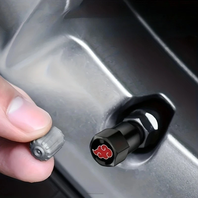 4PCS Anime Naruto Series Tire Valve Caps - Creative Cartoon Design with Air Leakage Prevention