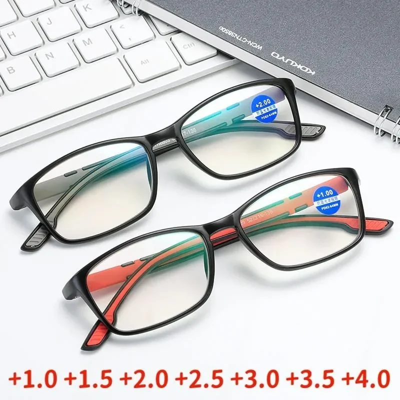 3 Stück ultraleichte, flexible Lesebrillen, modischer rechteckiger Rahmen, Anti-Blaulicht-Brille mit Grad 100 ° ~400 ° Transparente Linse – Detail 1