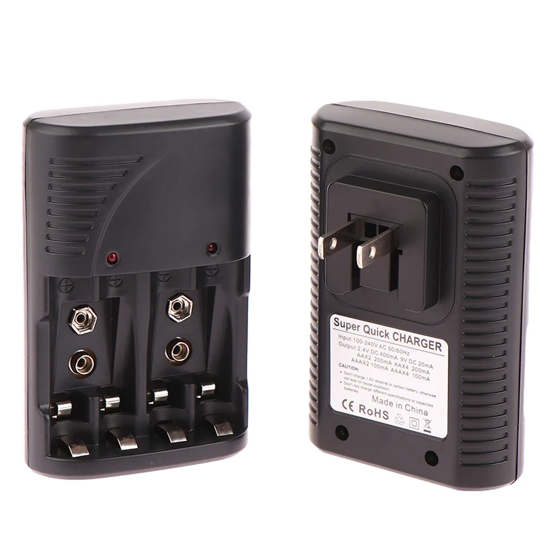 

Universal Battery Charger 4-Slot Wall With LED Light For 9V Rechargeable Batterys 1.2V AA/AAA Rechargeable Smart Battery