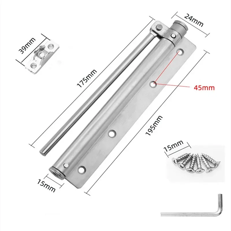 Adjustable Door Closer Stainless Steel Automatic Spring Latch Hinge For Home Office Fire Rated Door Furniture Hardware