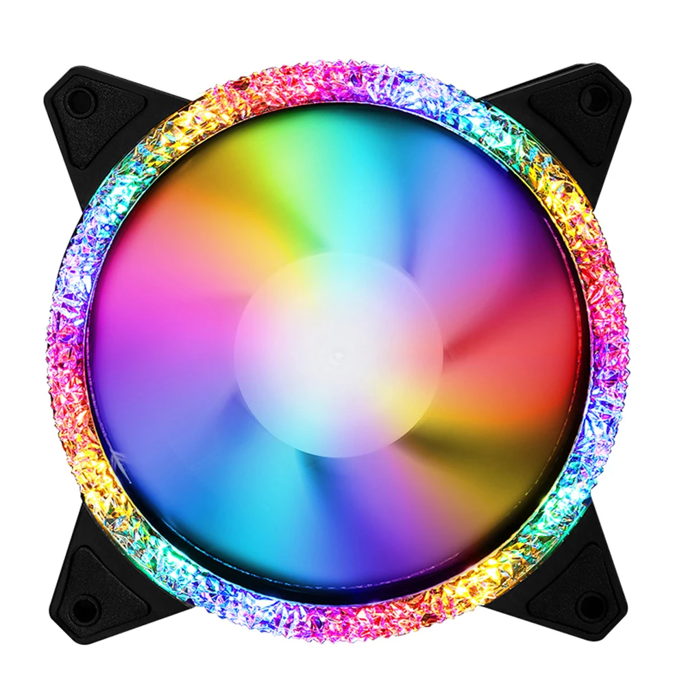 120mm 팬 RGB 케이스 팬 LED 컴퓨터 케이스 팬 조정 가능한 RGB 및 팬 DC 12V 소형 3 핀 + 대형 4 핀 11 블레이드, PC 액세서리