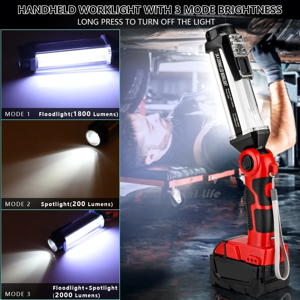 Cordless LED Work Light for Milwaukee 18v M&18 Li-ion Battery 35W 2000LM Outdoor