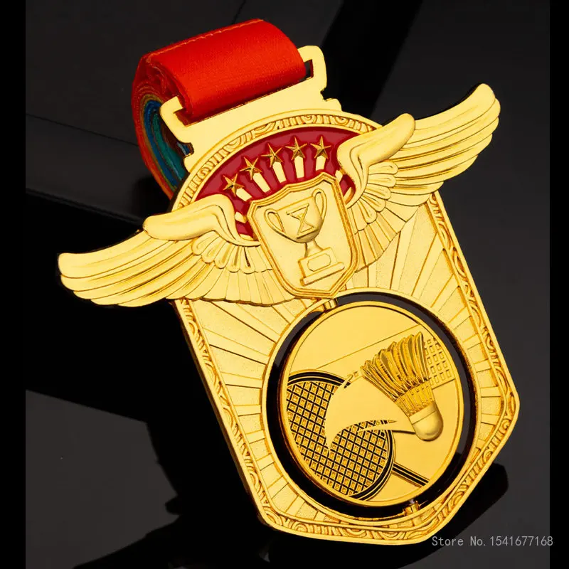Customized Rotation medal Basketball Football, Badminton, Table Tennis, Volleyball, Sports Meeting, Gold, Silver and Bronze, 1Pc