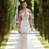 Sexy Lace Wedding Dresses Detachable Off Shoulder V Neck See Through Body Court Train Glitter Tulle  Mermaid Bridal Gowns 3