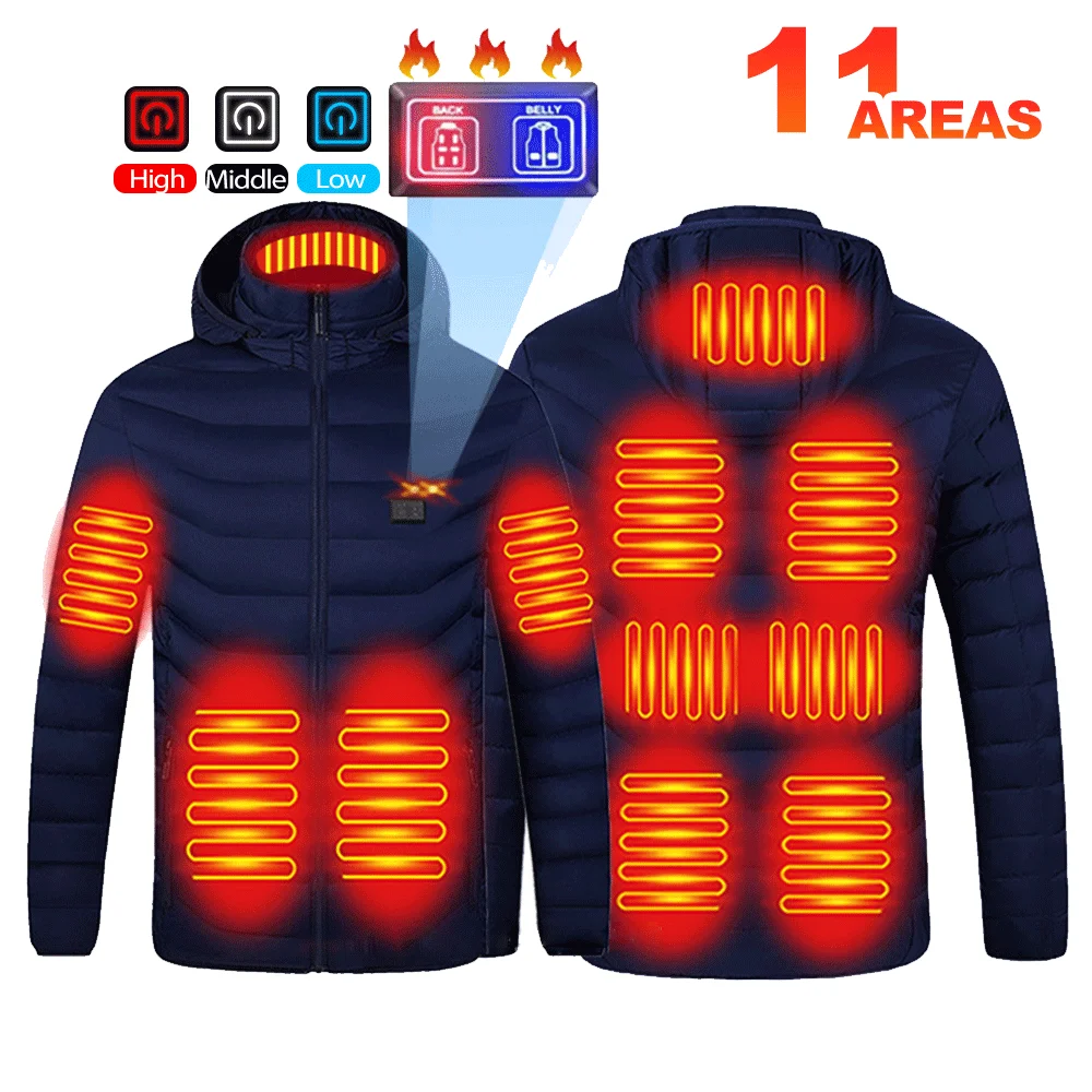 USB Electric Heated Jacket Winter Skiing 11 Zone Heating Jacket Men Women Camping Hiking Down Jacket Warm Washed Heated Clothing herobiker motorcycle jacket moto thermal clothing riding jacket autumn winter keep warm usb infrared electric heating jacket