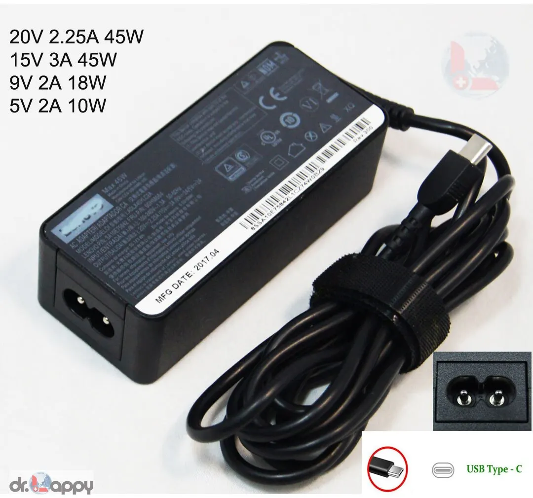 20V 2.25A Type-C Laptop AC Adapter Charger for Lenovo ADLX45YLC3A  ADLX45UDCU2A ADLX45UDCI2A ADLX45ULCK2A ADLX45YLC2A ADLX45YAC3A - AliExpress