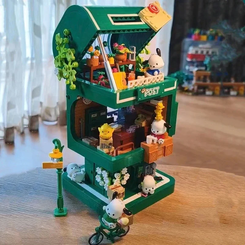 

Sanrio Building Blocks Pochacco Four-year Mailbox Splicing Model Toy High-value Desktop Ornament Splicing Birthday Gift