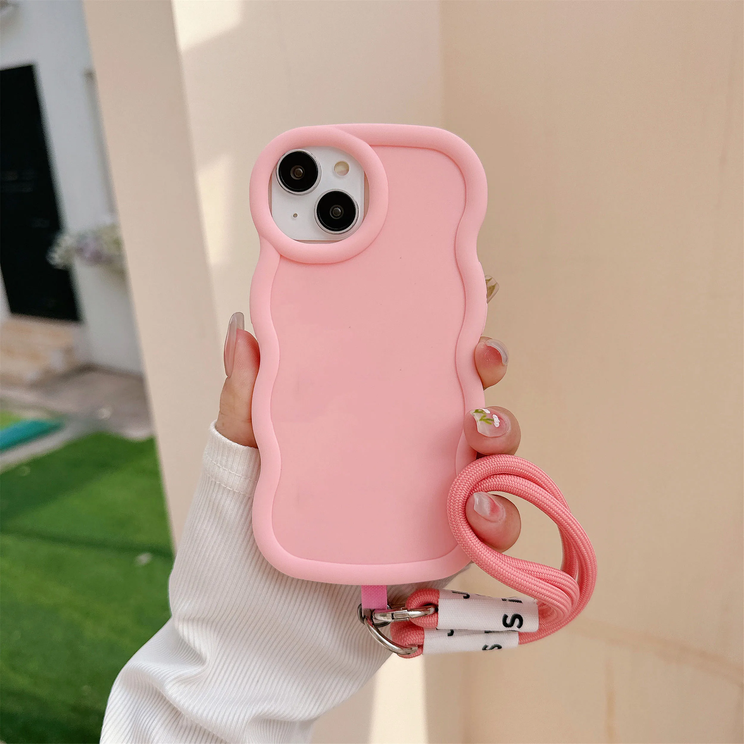 Cute 3D Candy Color Wave Silicone Hand Strap Case - Shockproof Bumper Cover