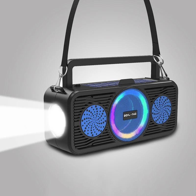 

Outdoor Speaker Portable Bluetooth Small Stereo with Colored Lights Multifunctional Plug-in Card Solar Radio