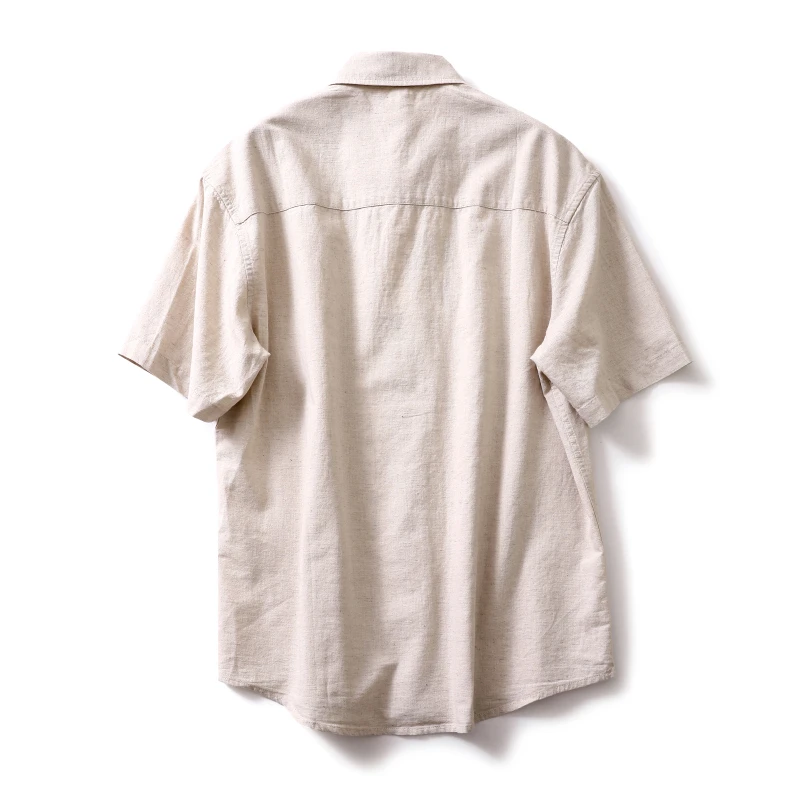Summer Men's Clothing Light Cotton Linen Shirt Korean Solid Color Short Sleeve Button-down Retro Fashion Leisure Shirts