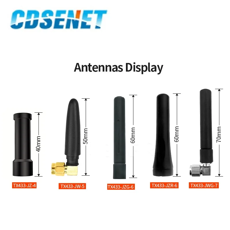 

5Pcs 433MHz Small Pepper Antenna LoRa Wireless Module CDSENET 433M Omnidirectional High Gain External Glue Stick Foldable SMA