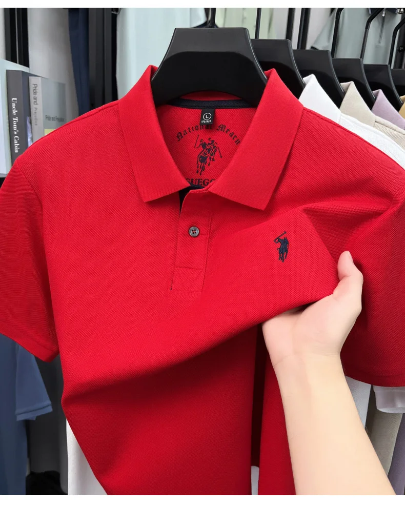 100% Baumwolle Kurzarm Herren-Poloshirt Luxus-Modemarke Hochwertige Pony-Stickerei Sommer-Komfort Neue Mode Paul T-Shirt – Detail 14