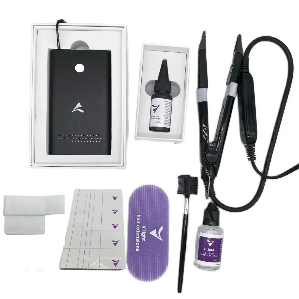 V-Light Technology Hair Extension Machine white Hair Extension Tools Kit Set with V light extension glue