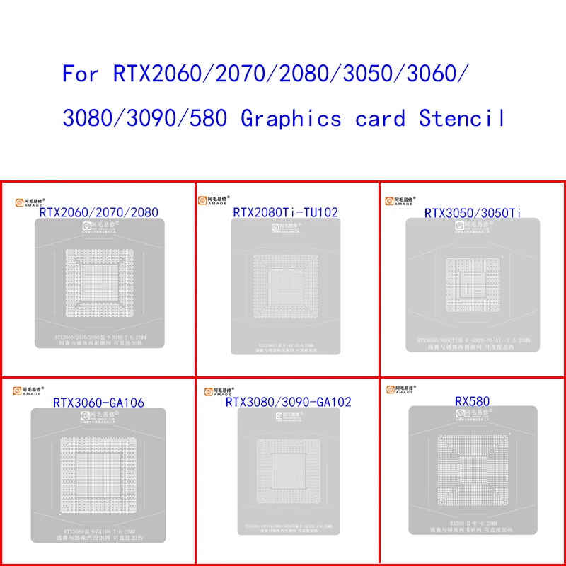 GPUBGAReballingStencilForRTX3060RX580RTX30503050TiRTX30803090