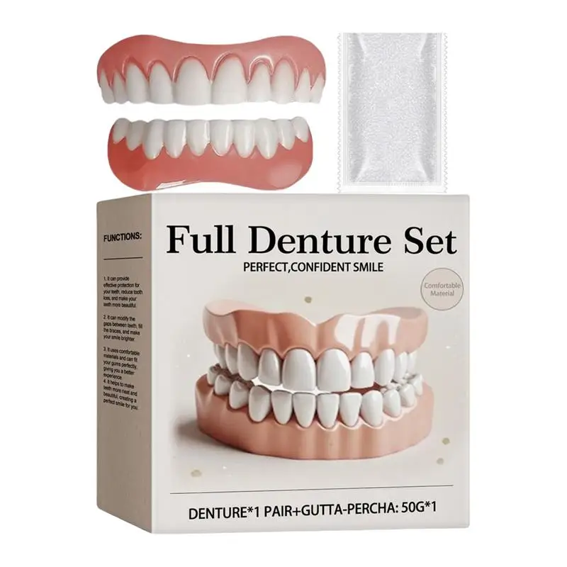 Moldable False Teeth Silicone Dentures Men and Veneers Teeth for Women Upper and Lower Matching Set