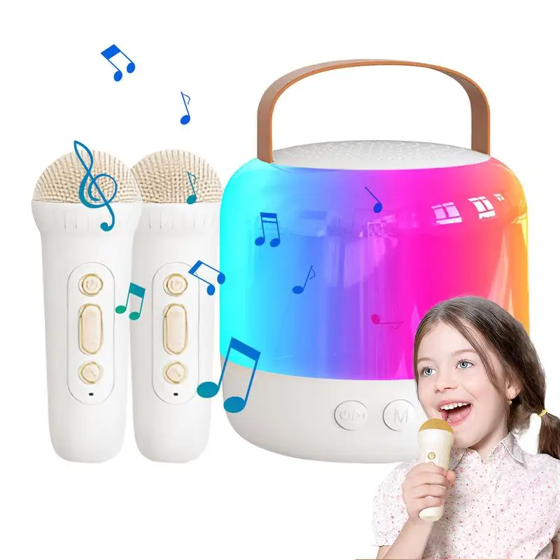 Karaoke Machine Portable Bluetooths Speaker System With 2 Wireless Colorful Microphones Home Family Singing Childrens Gifts