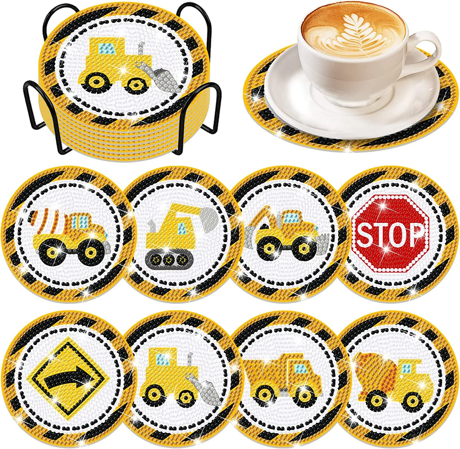 

GATYZTORY 8 шт. алмазная живопись Подставка под стаканчик коврик мультфильм ручной работы Diy Алмазная подставка для сверления Подставки Наборы для взрослых