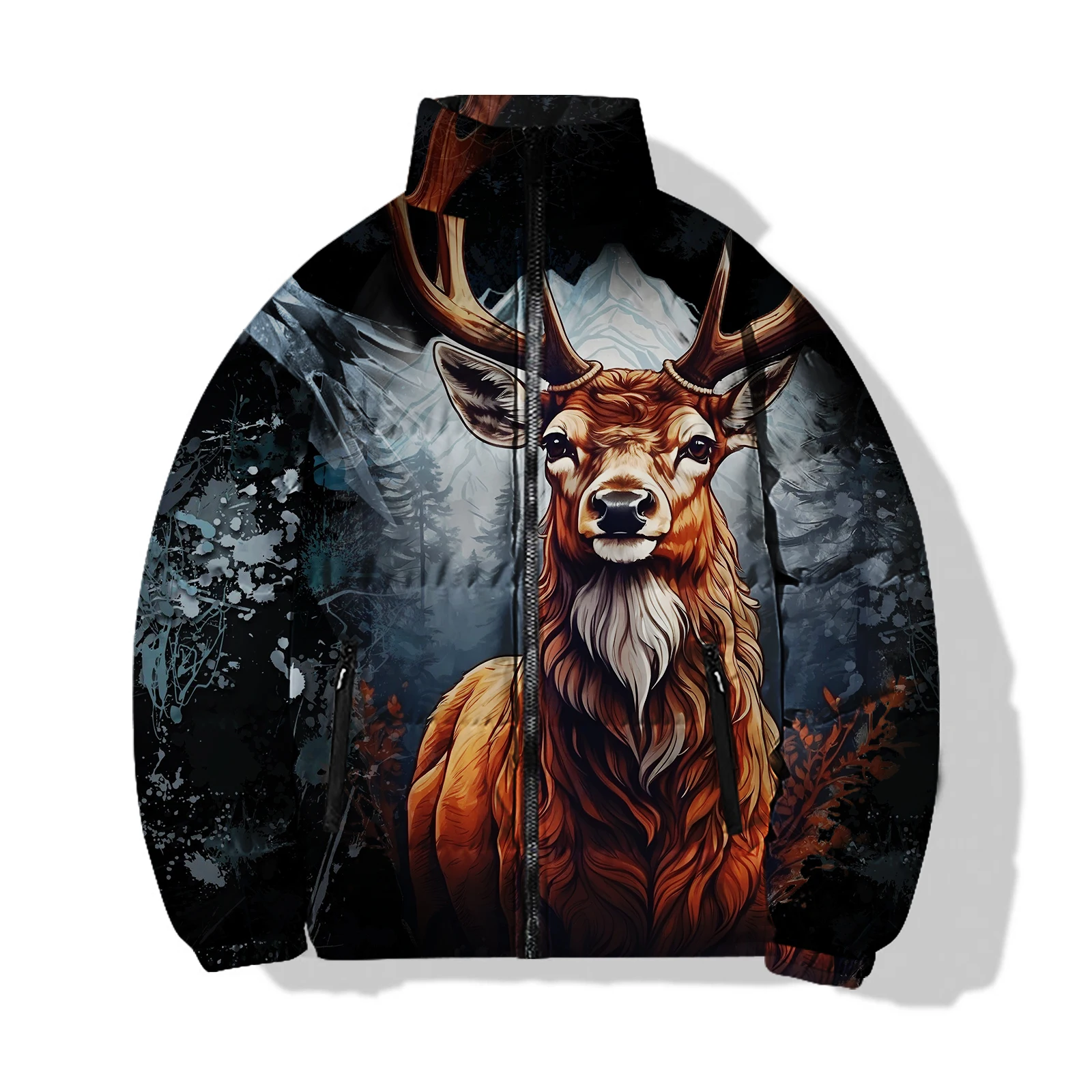 Abrigo de invierno para hombre con estampado 3D de zorro y conejo, chaqueta de invierno para hombre 2024, abrigo frío con estampado de ciervos, exquisito y cálido