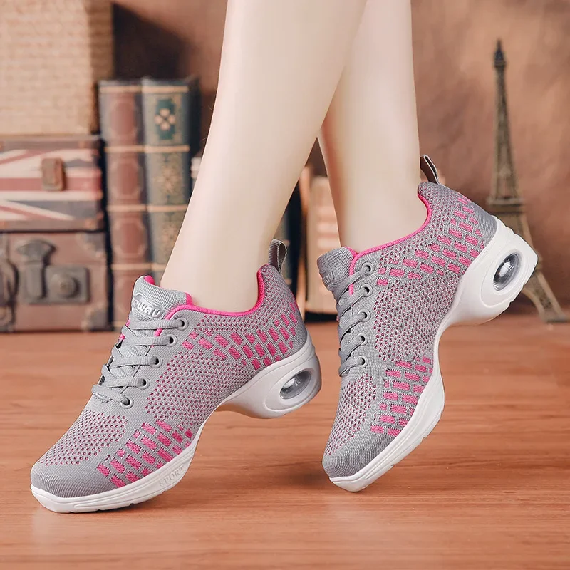 Fashion Sneakers Dance Shoes for Women ing Woven Mesh Comfortable Modern Dancing Shoes Girls Ladies Outdoor Sports Shoes