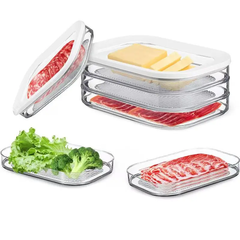 Refrigerator-Safe Stackable Meat Storage Container with Lid