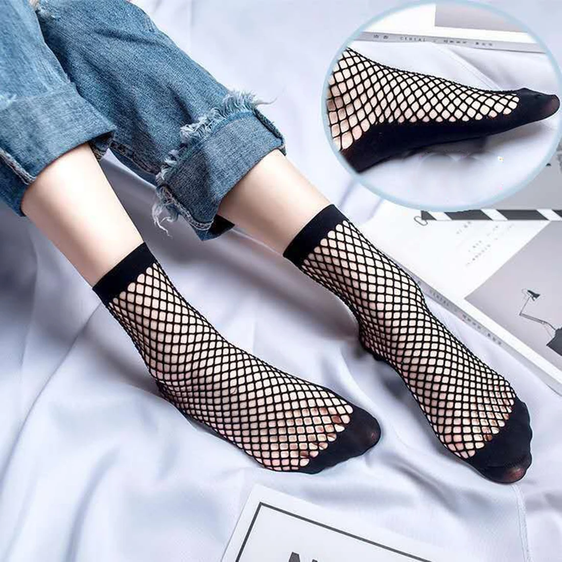 

1Pair Hot Transparent Anti Hook Wire Ankle Socks Casual Fashion Women Hollow Net Socks Silk Thread Able Mesh Net Black Socks