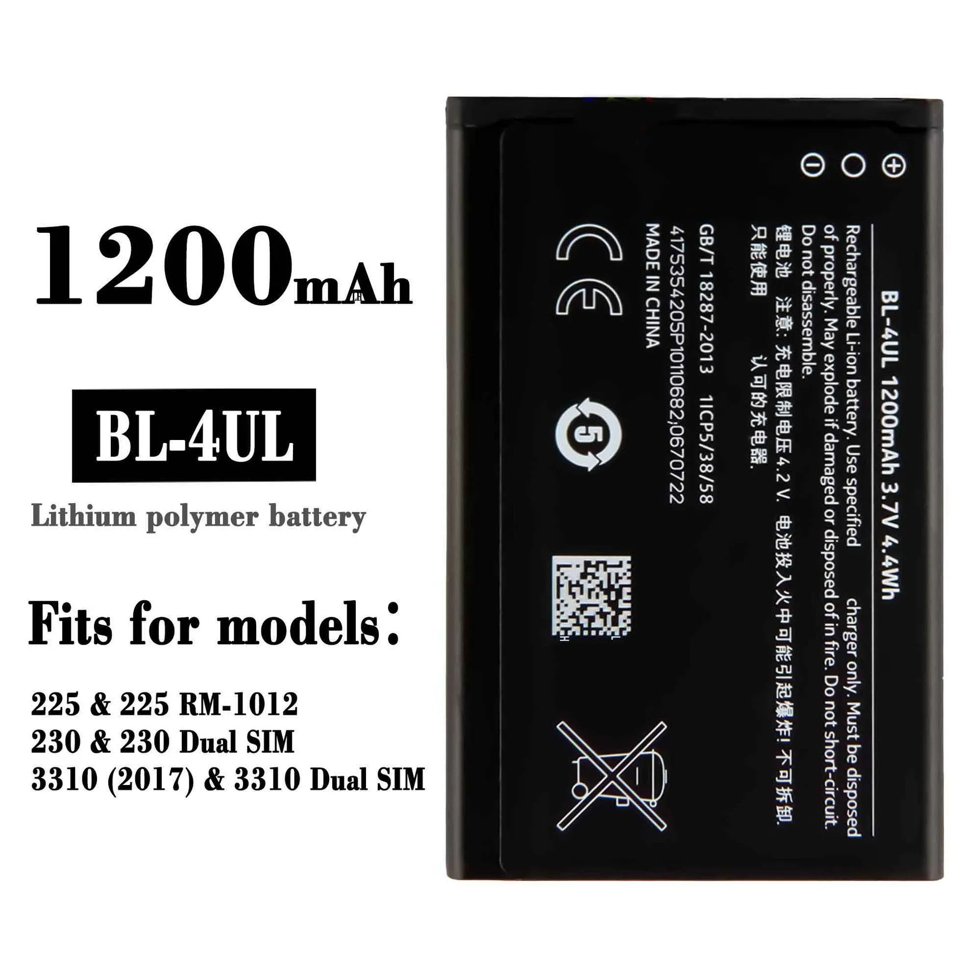 

BL-4UL 1200mAh Latest Battery Suitable For Nokia 230 3310 2017 Nokia 225 Mobile High Quality Mobile Phone Lithium Batteries