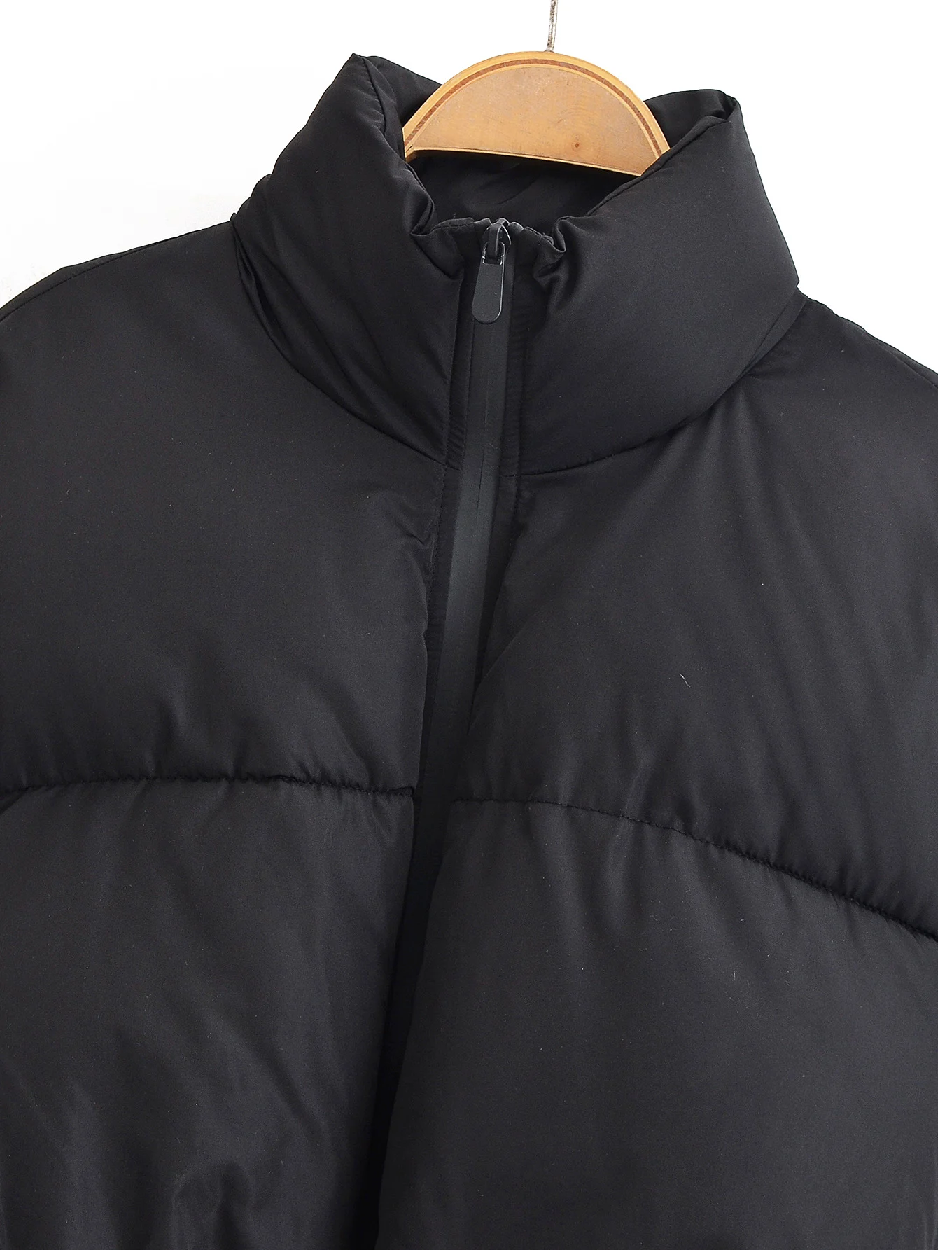 Women's Autumn Winter New Fashion Black Stand Collar Short Warm Jacket Coat Long Sleeved Zipper Women Coat Chic Top Streetwear