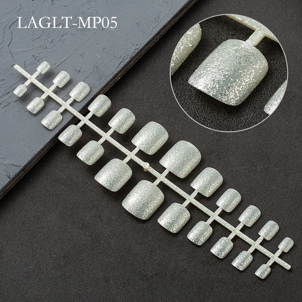 

Lamemoria 24tips Shiny Articficial Salon Fake Toe Nails Press on False Toenails for Design Full Cover Foot Tips Manicure Tool