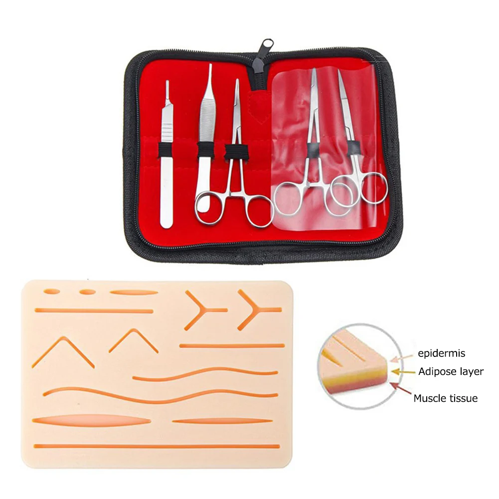 17Pcs Skin Suture Kit Medical Students Suture Practice Kit Surgical Training Skin Operate Suture Educational Teaching Equipment
