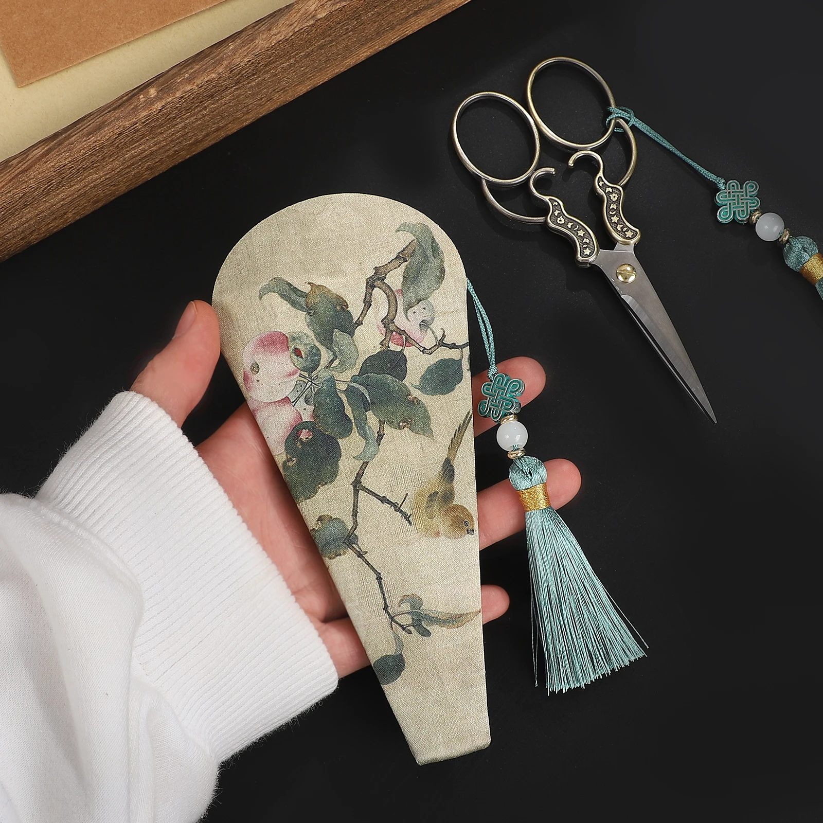 빈티지 중국 스타일 차 가위 절단 도구 창의적인 DIY 저널 재료 콜라주 학생 용품 문구류