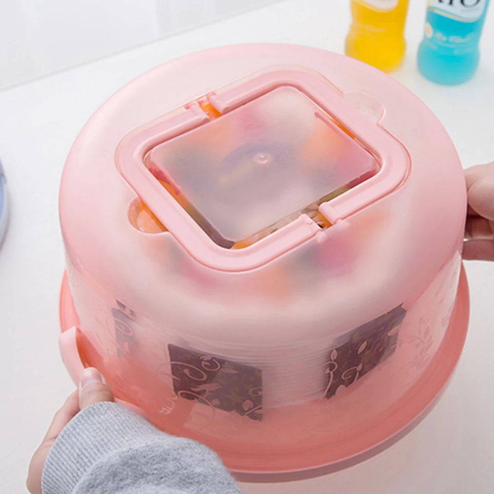 Round Plastic Cake Carrier Box Cake Plate Holder with Lockable Lid Cover Dessert Stand Tray for Wedding Party Supplies storage box kitchen storage box food storage container food storage box rice storage box
