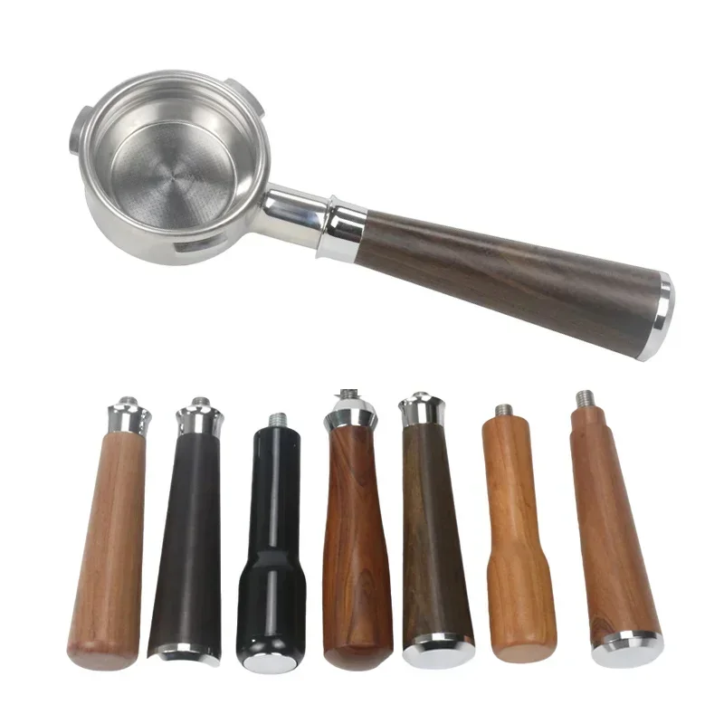 Portafiltro Caffè 58 Mm A 3 Orecchie In Acciaio Inox - Manico In Legno, Senza Fondo, Con Cestello Filtrante - Compatibile Macchine Barsetto