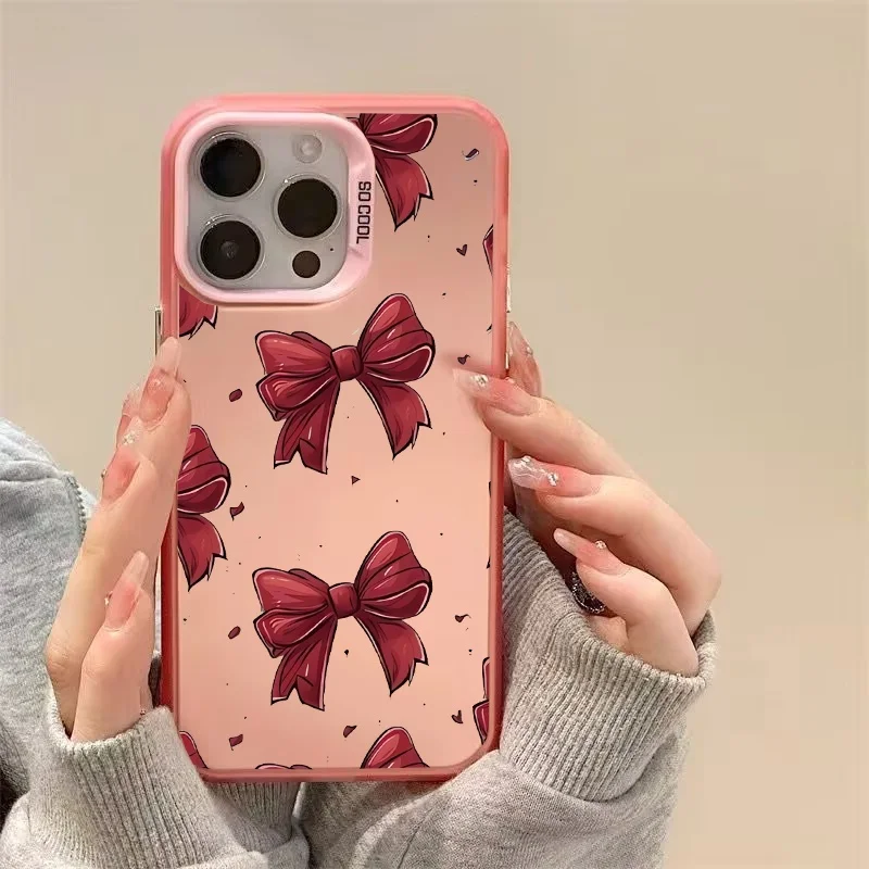 Acrylic Hard Matte Cover with Pink Stripe and Bow Design