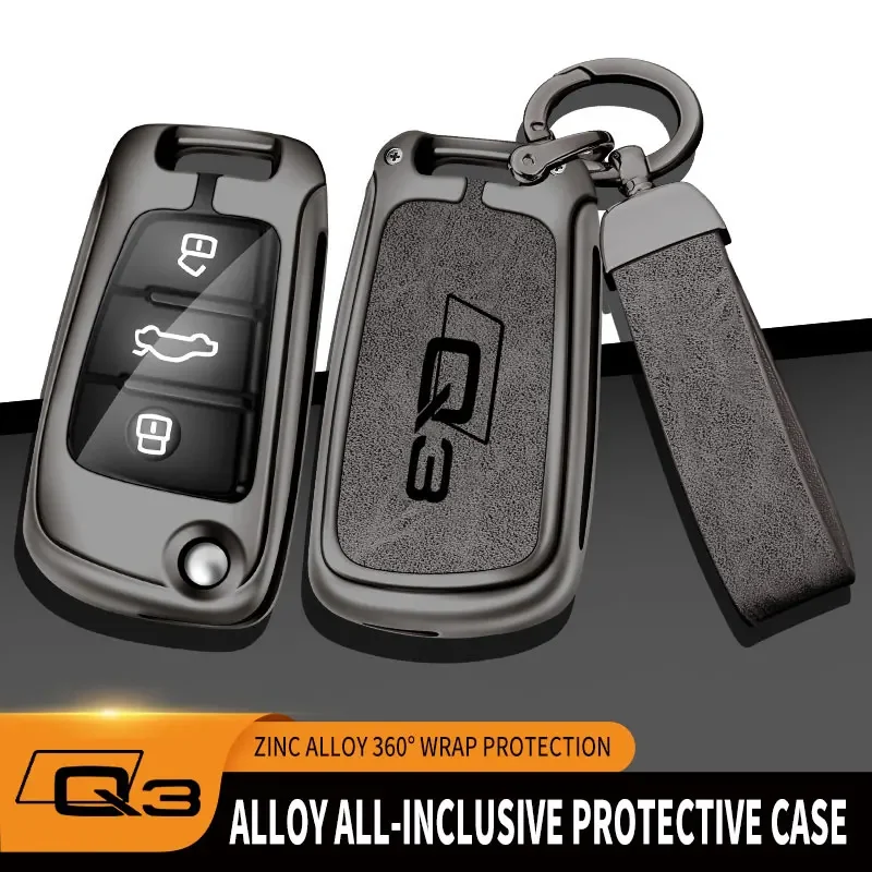 

Zinc Alloy Car Key Case For Audi Q3 Remote Control Protector For Audi Full Series Q7 A3 Q3 Logo Car Key Cover Car Accessories