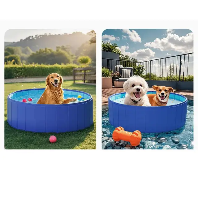 Dog Pool Cats Swimming Pool PVC Anti-Slip Foldable Portable Yard Bathing Tub for Dogs Cats Puppy Animals Children Outside 4