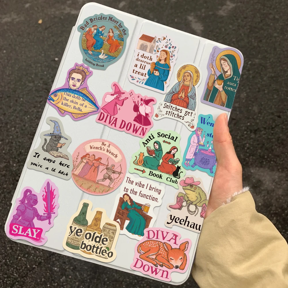 50pcs 레트로 중세 스티커 데칼 노트북 스크랩북 가방 스케이트 보드 헬멧 DIY 낙서 방수 스티커 선물