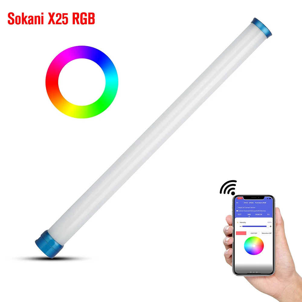 Sokani LED 사진 조명, 휴대용 RGB 라이트 튜브 스틱, 비디오 소프트 조명, LUXCEO P200 6C Pavotube, X8 X25